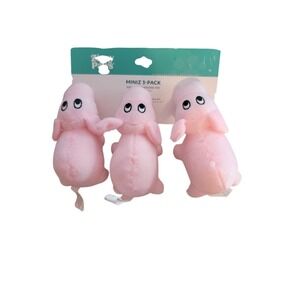 Zippy Paws Miniz 3 Pack Squeaky Plush Pig Pink Dog Toy New‎ 4.5" x 2" each